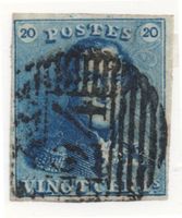 Belgien 1849 20 Cent Epaulettes, Stempel 24 - Bruxelles