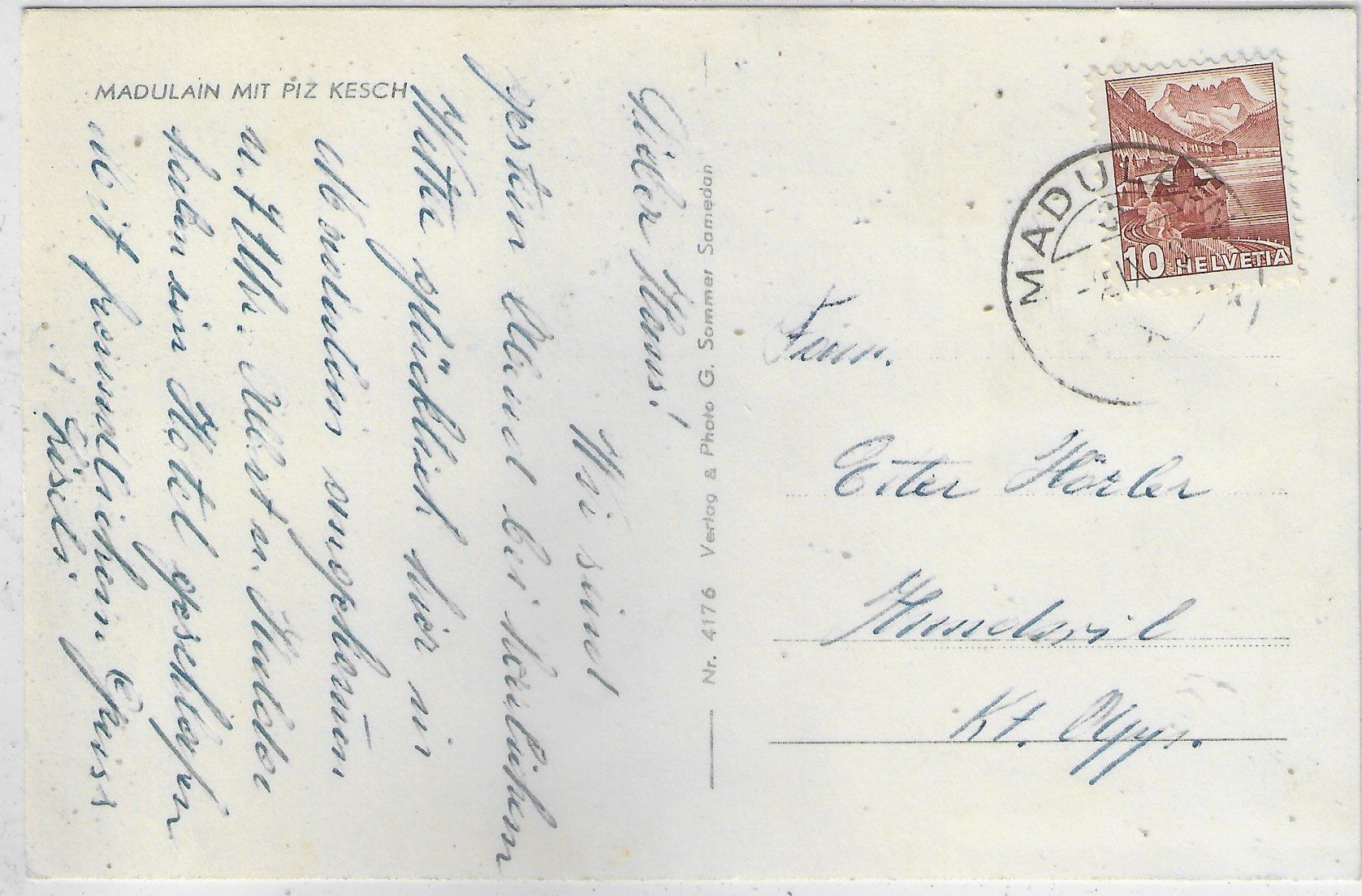 Cartoline postali: Madulain mit Piz Kesch – Usato da Ettingen venduto da Kartenplanet 1