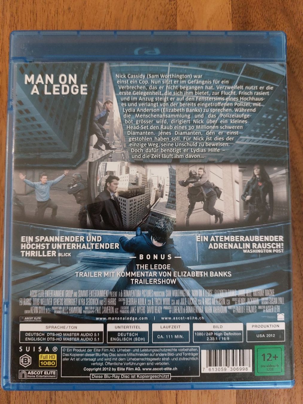 Tutti i DVDs: Blu Ray - Man on a Ledge  Riskanter Plan – Usato da Rheinfelden venduto da FilmAuktion 1