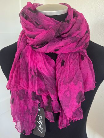 Colora Schal, 100% Seide, Pink/Schwarz120, NEU