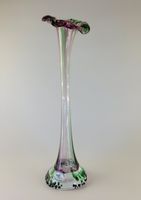 Bohemia Glasvase 36 cm, rosa-grün, Kunstglas, Neuware