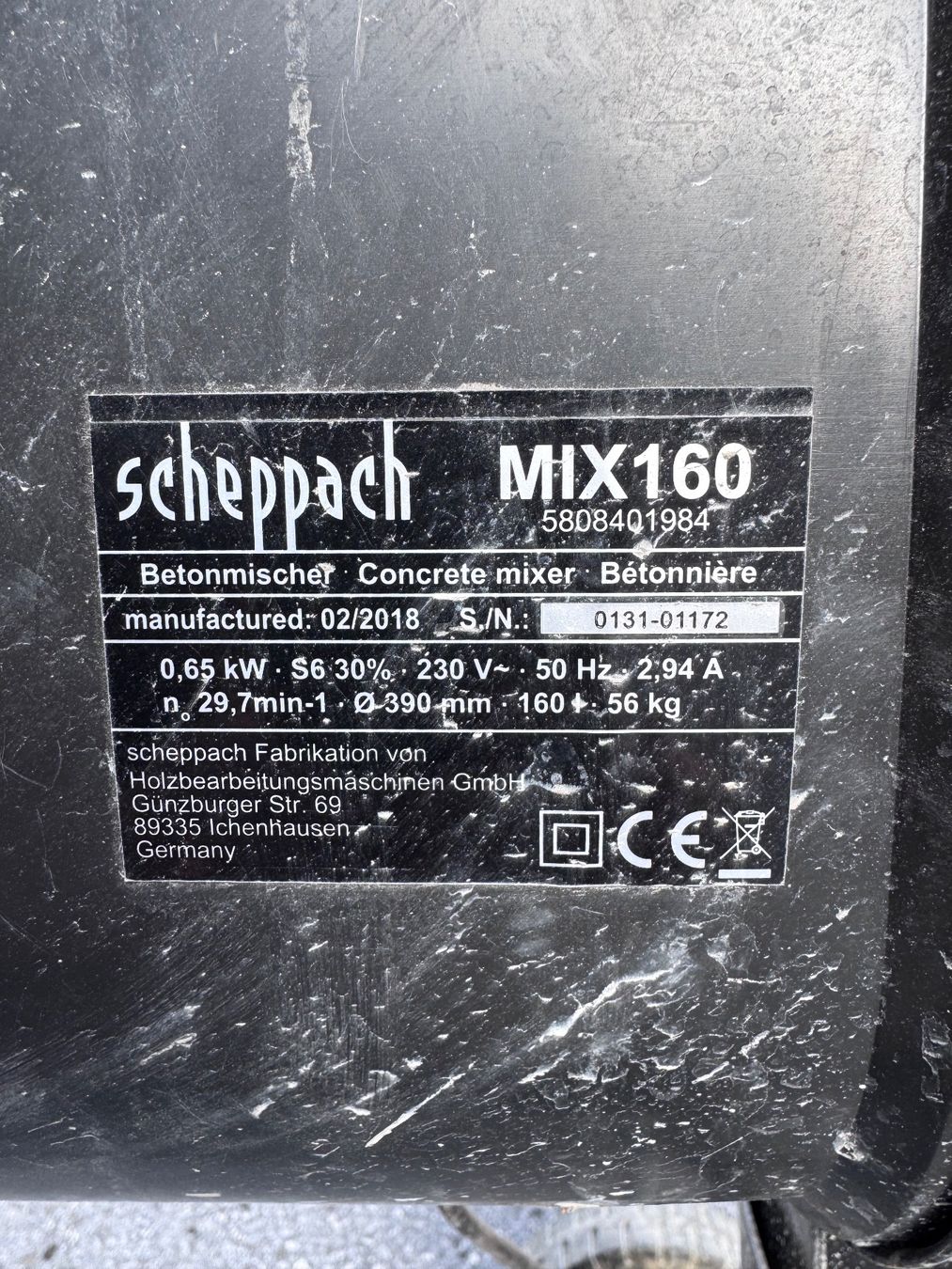 Scheppach Tutte le macchine: Betonmischer Scheppach Mix 160 – Usato da Herisau venduto da Paddy654321 2