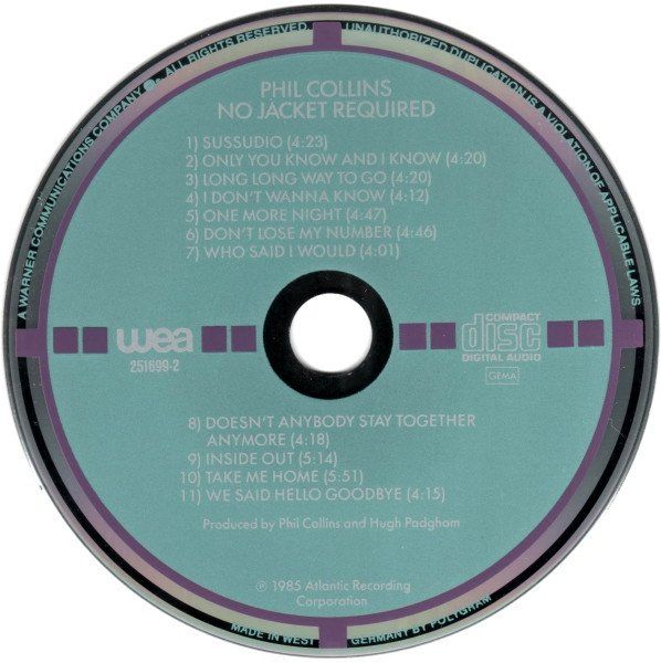CD: CD Phil Collins - No jacket required (1985, Target) – Usato da Möriken AG venduto da mineralia 2