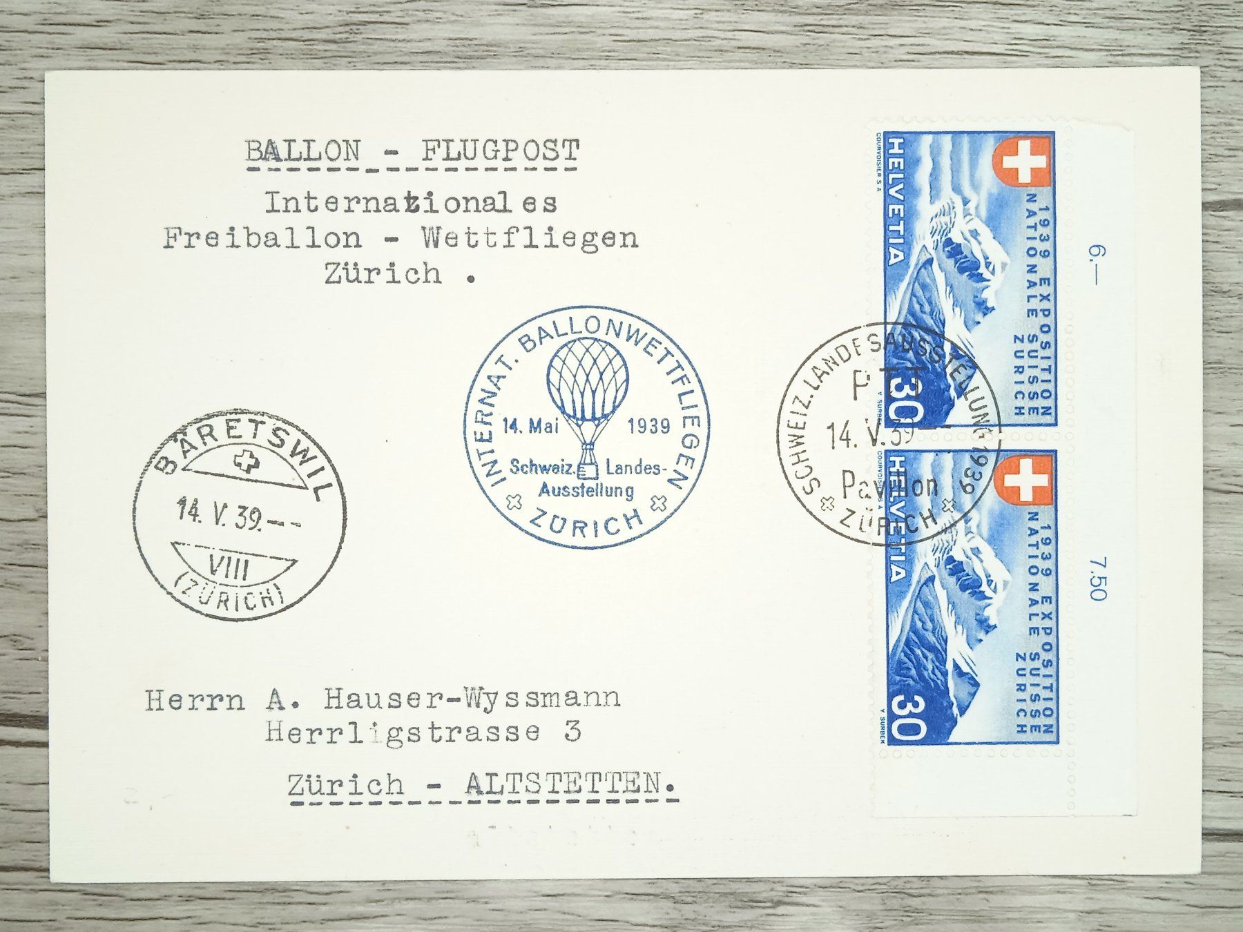 Tutti i francobolli: TR06 Carte Postale + Timbre Suisse 1939 – Usato da Cousset venduto da Patrick_Collections