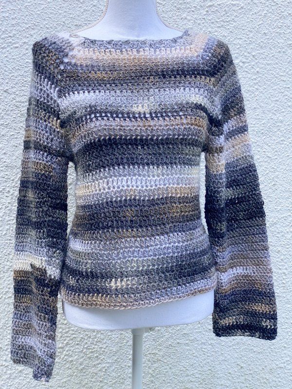 Maglioni & Felpe: Gehäkelte Topdown Pullover Pulli grau schwarz weiss – Nuovo (secondo la descrizione) da Carabbia venduto da katiamandelli 1