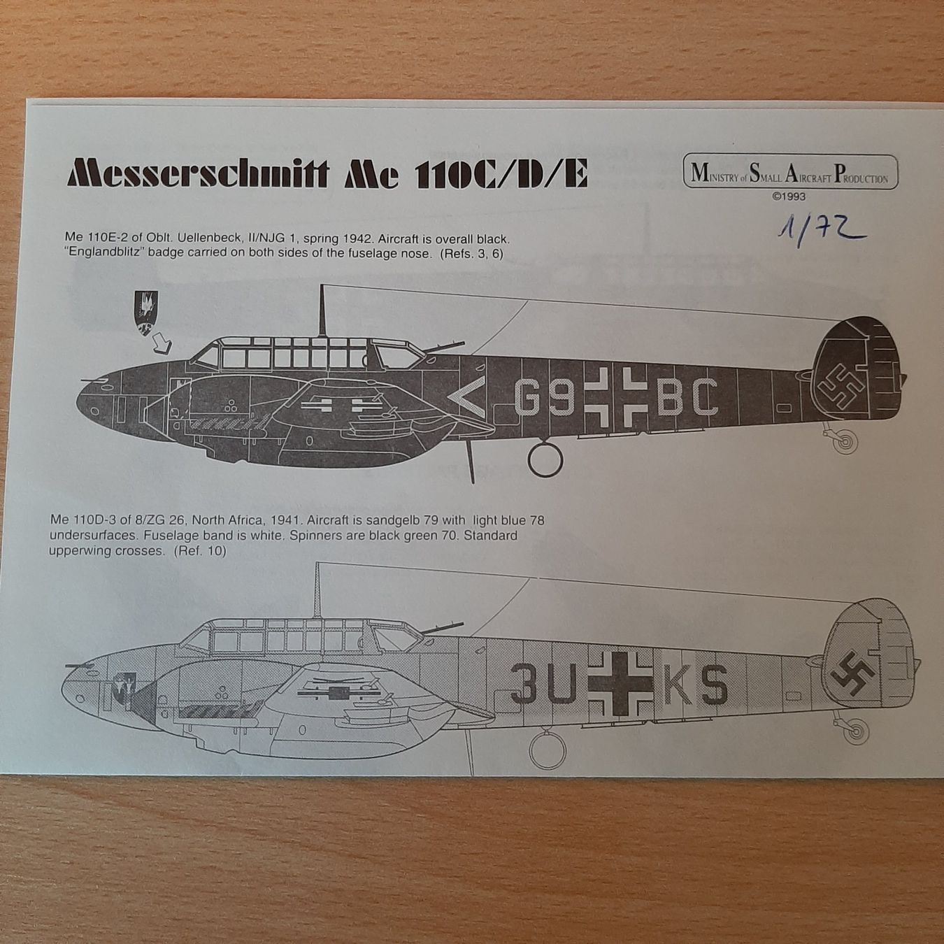 Modellbausätze & Standmodelle: D 142 ... Me Bf 110 C/D/E ... MSAP 7213 ... Decal – Neu (gemäss Beschreibung) aus Bonstetten von Benibanny59