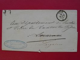 1863 "BoM" von SION (WALLIS) nach LUGANO TI +viele Stempel !