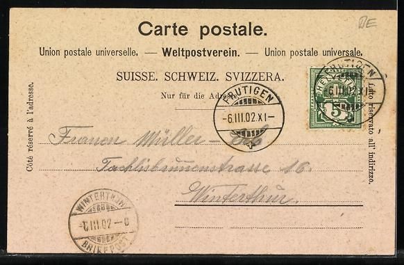 Ansichtskarten: AK Frutigen, Strassenpartie, 1902 – Gebraucht aus Berlin von bartko-reher 1