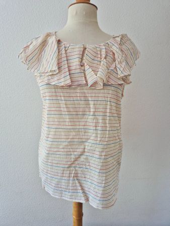 CLAUDIE PIERLOT TOP NEU NP 155 € SOMMERTOP BLUSE RÜSCHEN M L