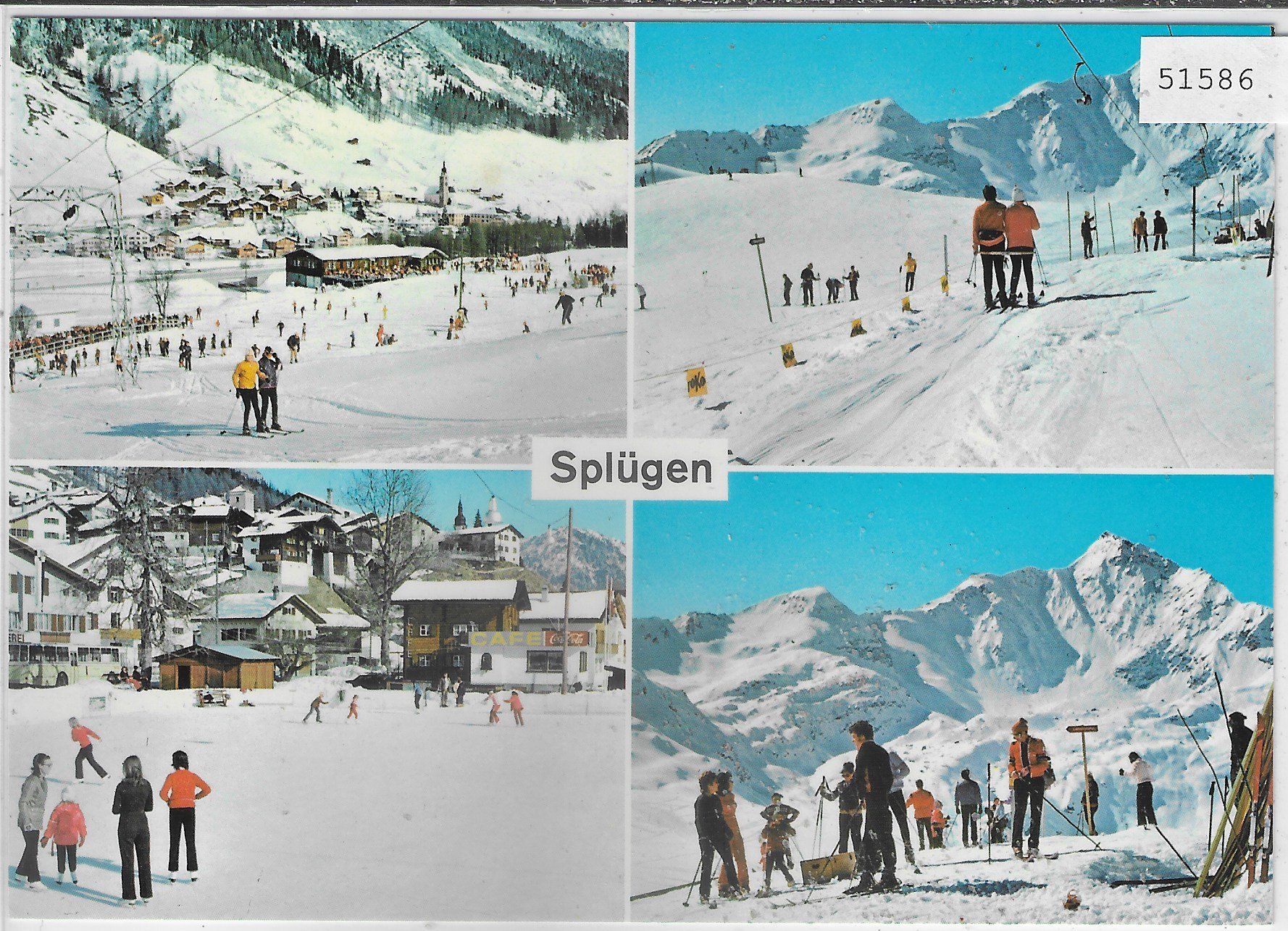 Cartoline postali: Splügen - Skiwiese, Skilift Danatzhöhe, Eisbahn – Usato da Ettingen venduto da Kartenplanet