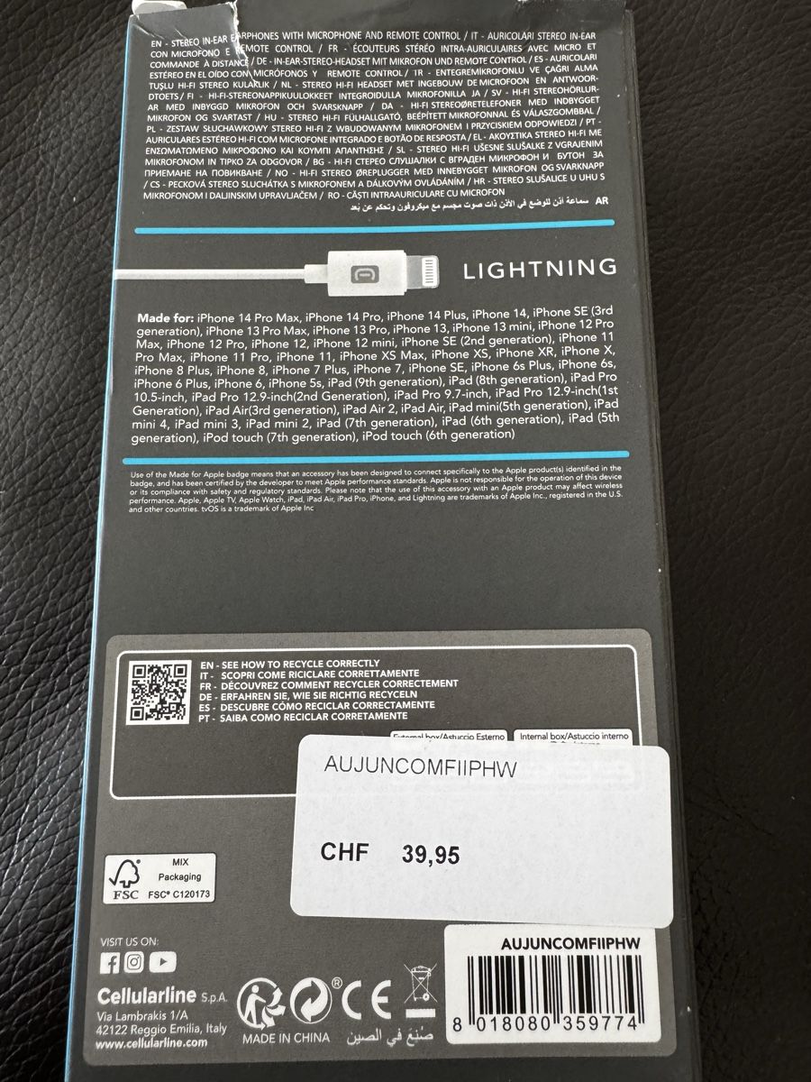 Kopfhörer: Cellularline - Headset for iphone – Gebraucht aus Zürich von 1cut2 2