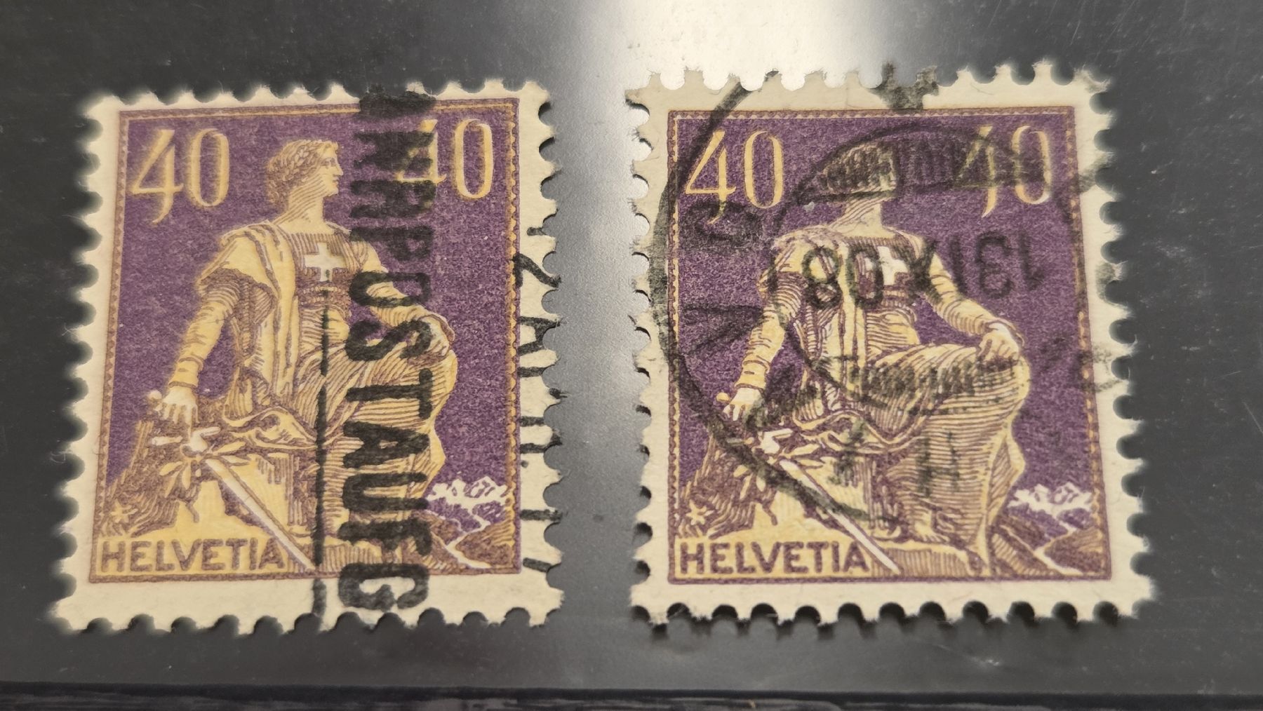 Alle Briefmarken: 2x 107 Sitzende Helvetia mit Schwert – Gebraucht aus Arni AG von Moth68
