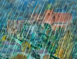 Max Brunner – Grossformatiges Aquarell-Bild - Unikat