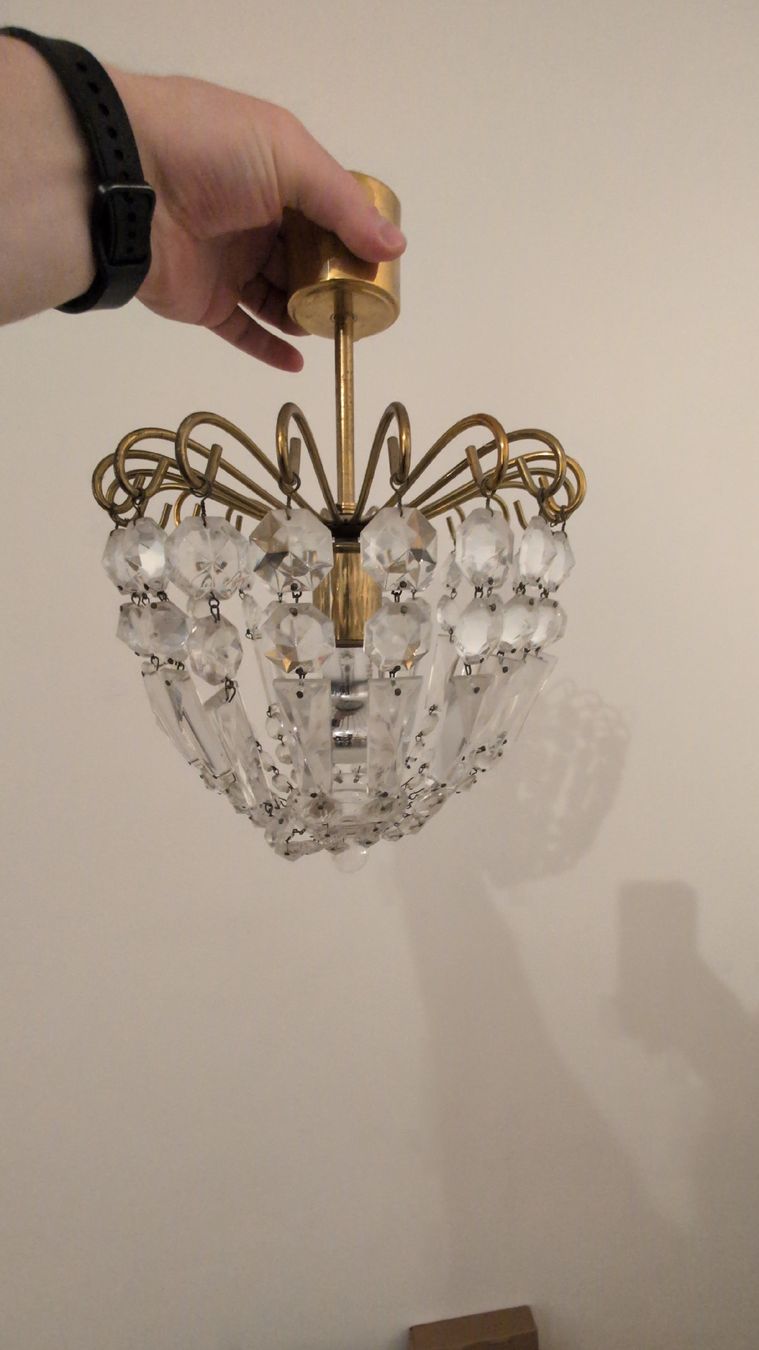 Kronleuchter & Deckenlampen: Deckenlampe Messing Kristalle vintage 25cm – Gebraucht aus Bern von SimeonM