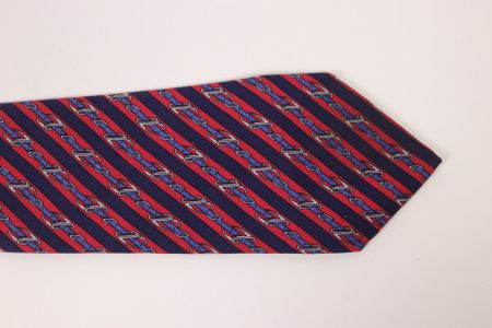 Vintage HERMES Red and Blue Silk Tie - Hermes Seidenkrawatte