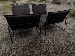 Lot de 4 fauteuils d'extérieur modernes noirs, état parfait