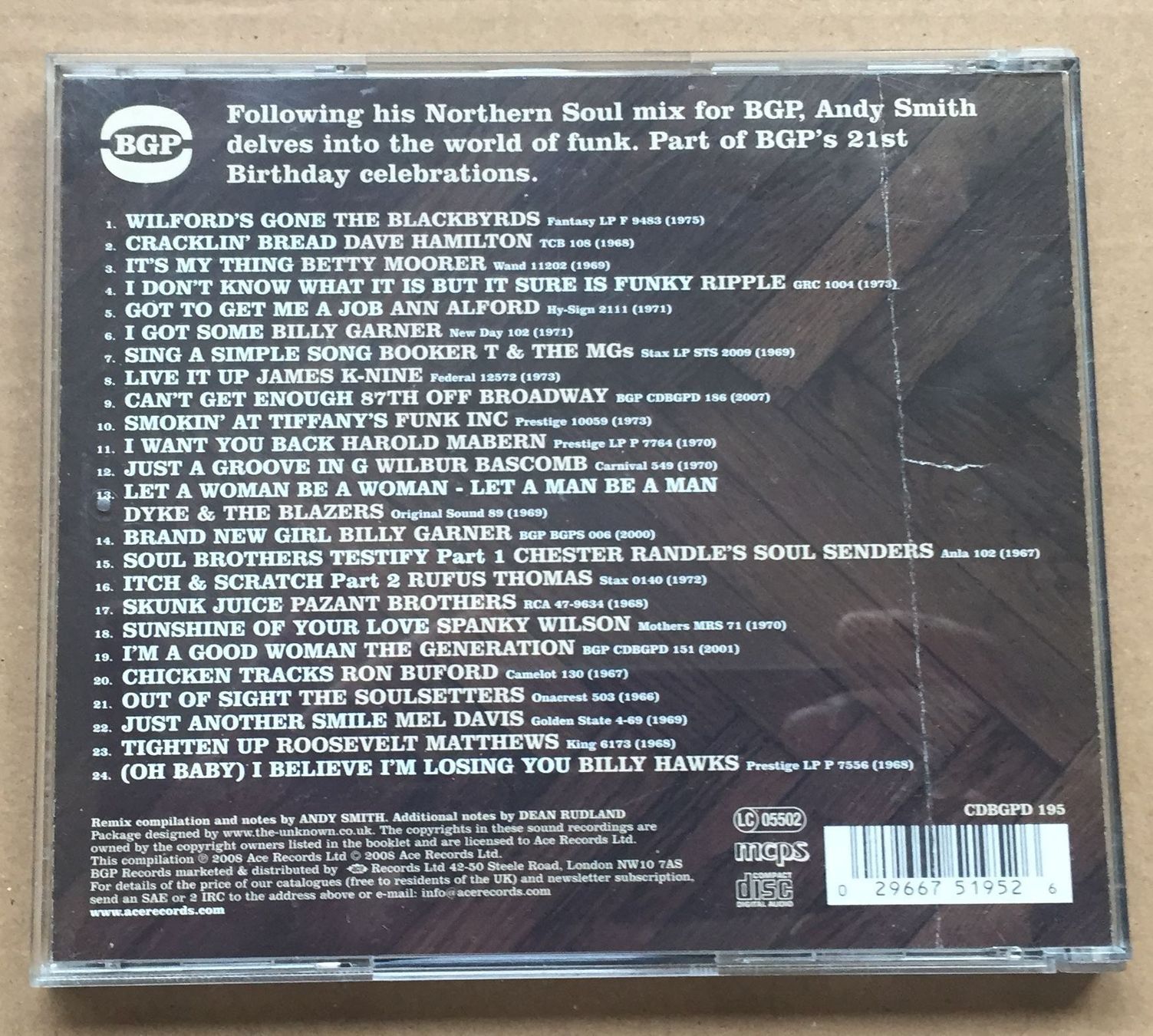 CD: Andy Smith Diggin' in The BGP Vaults Funk Soul Near Mint CD – Usato da Genève venduto da Cockattoo 1