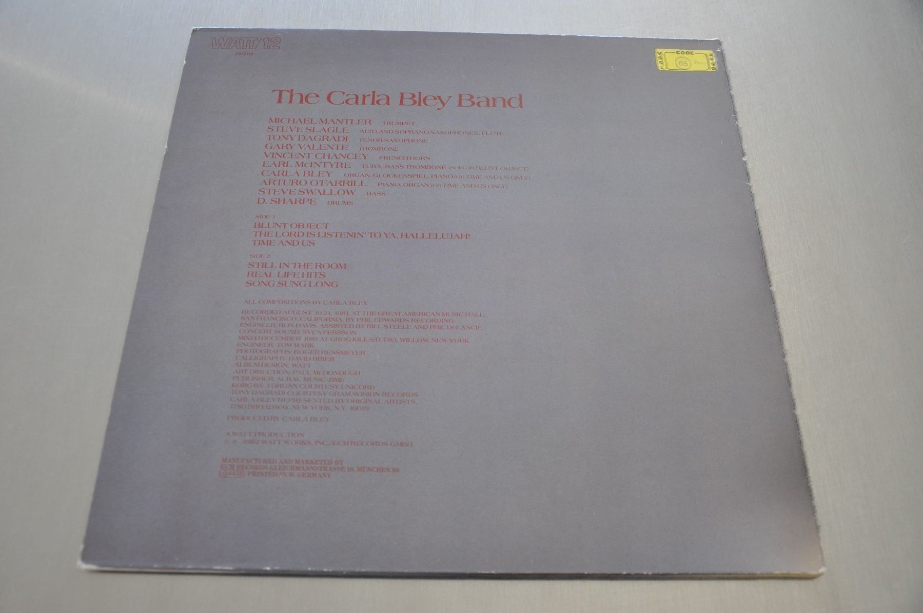 Schallplatten: ECM WATT 12 - CARLA BLEY - LIVE ! – Gebraucht aus Sion von jaipur1401 1