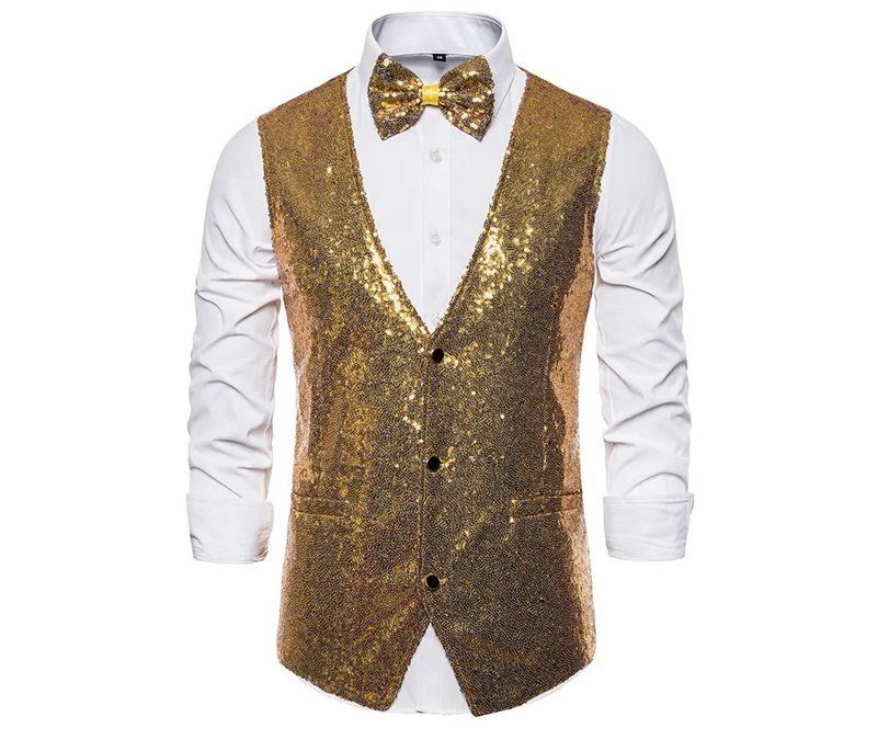 Gilet à Paillettes Unisexe - Idéal Pour Scène, Danse Ou Soirée - Taille élastique Pour Hommes