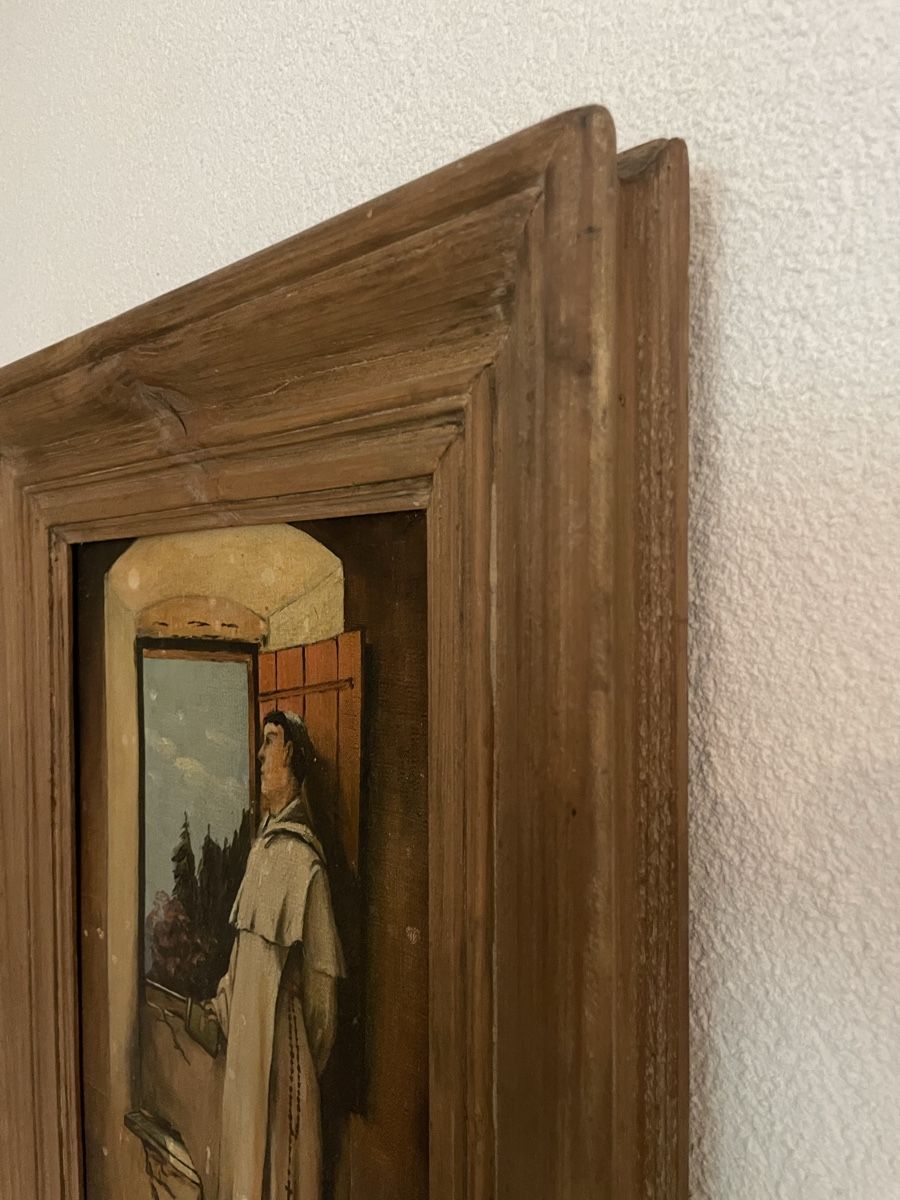 Gemälde: Huile ancienne moine encadrée bois  – Gebraucht aus Lamboing von christopheO 6