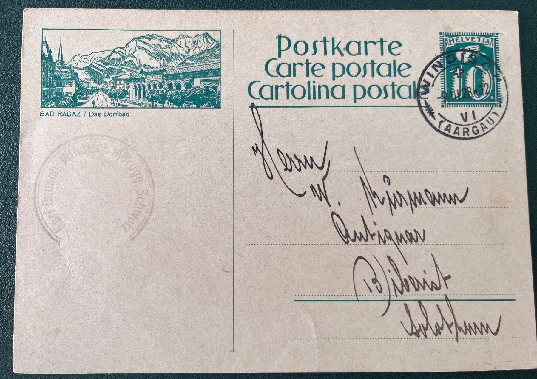 Tutti i francobolli: Bildpostkarte Bad Ragaz, Das Dorfbad – Usato da Biberist venduto da Edelfloh