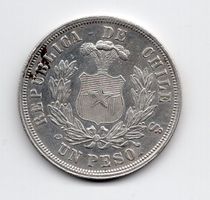 (192) Chile, Peso, 1870, fast stgl