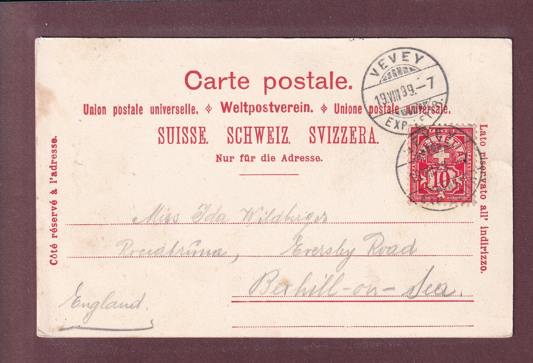 Cartes postales: VEVEY - Le Château - 1899 – D'occasion à Pully par nicecards 1
