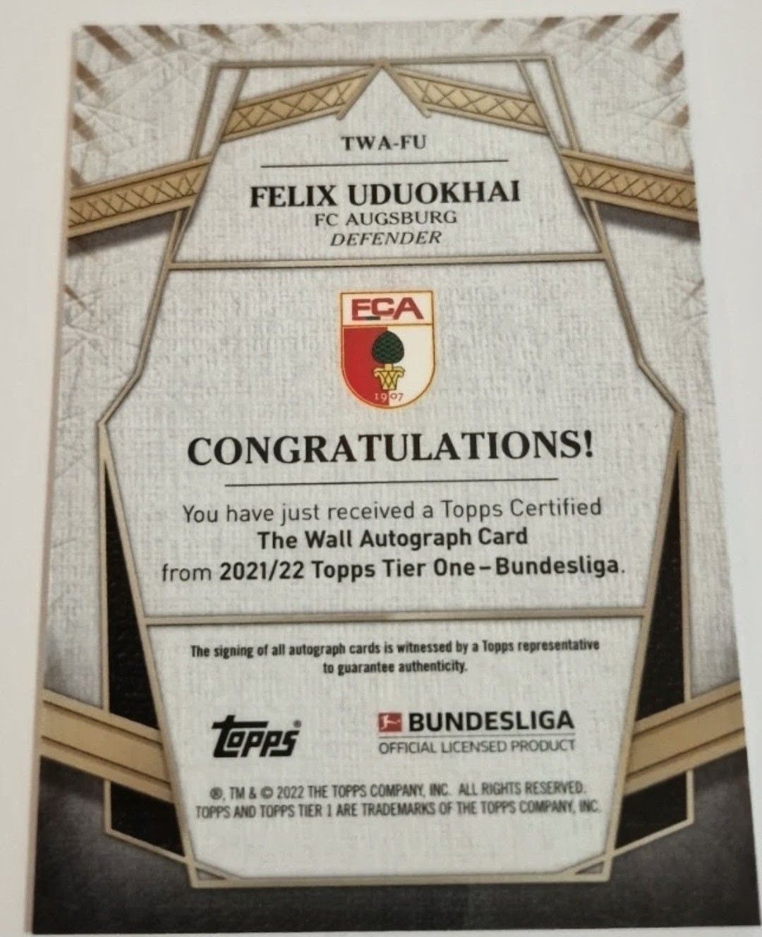 Topps Carte collezionabili: Felix Uduokhai – Nuovo (secondo la descrizione) da Dietikon venduto da Saka0 1
