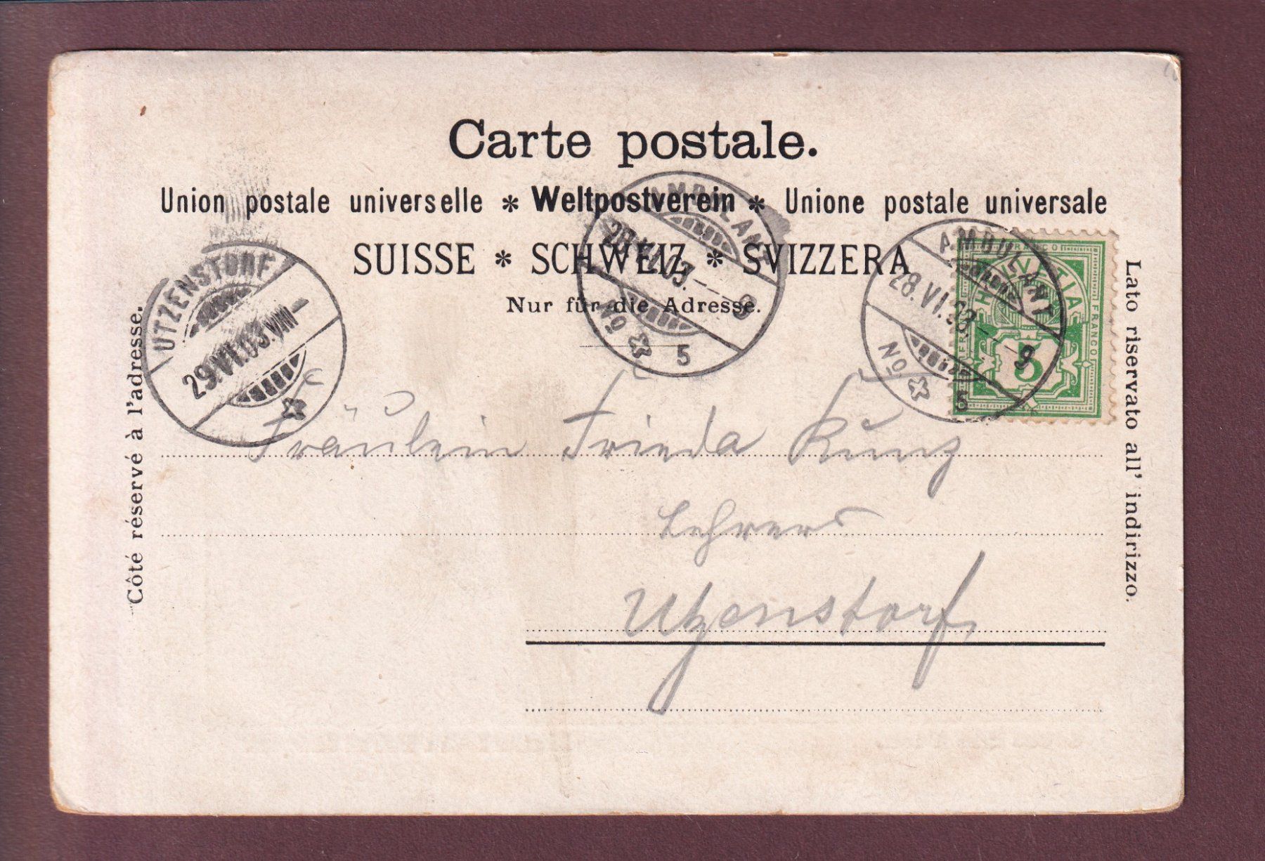 Cartoline postali: Gruss aus BERN - Reiterstatue - 1903 – Usato da Pully venduto da nicecards 1