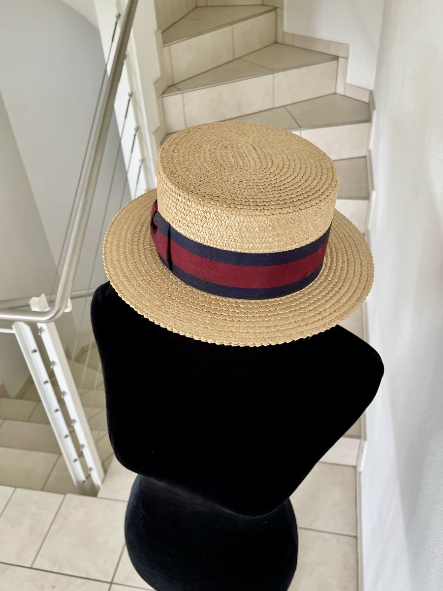 Copricapi, berretti & cappellini: Vintage Straw Boater Hat Summer Men – Usato da Richterswil venduto da Prangins9 5