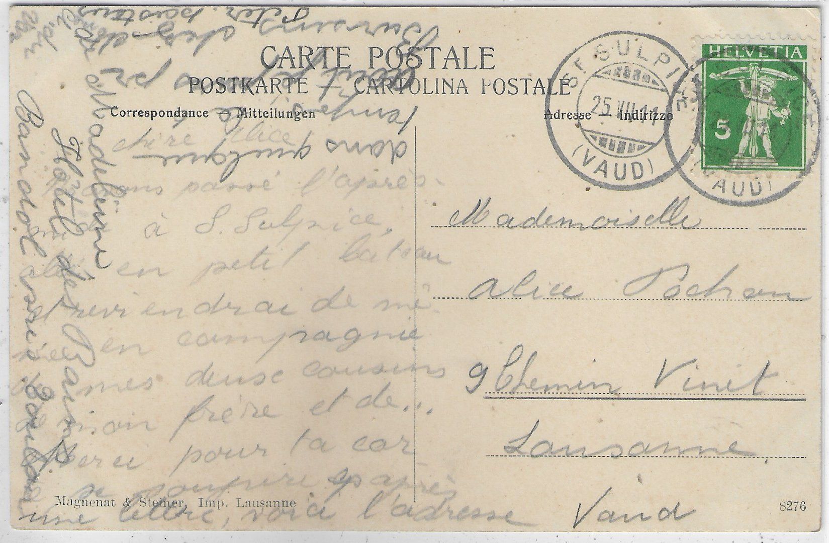 Cartoline postali: St. Sulpice - Interieur du Village - animee – Usato da Ettingen venduto da Kartenplanet 1