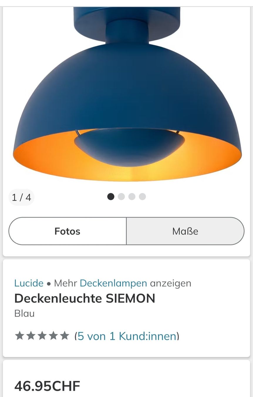 Lampadari & plafoniere: Lucide Siemon - Blau - Deckenleuchte – Usato da thalwil venduto da ChiaraKix 2
