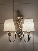 2x Wandlampe doppelflammig mit neuem Schirm beige
