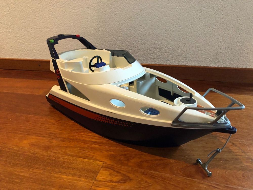 Lot Playmobil – Grand Yacht Et Île – Thème Bateaux Et Ports (occasion état Très Bon)