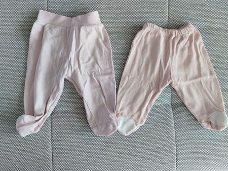 2x Baby Hosen mit Füssen, Grösse 62, Rosa, Top Zustand!