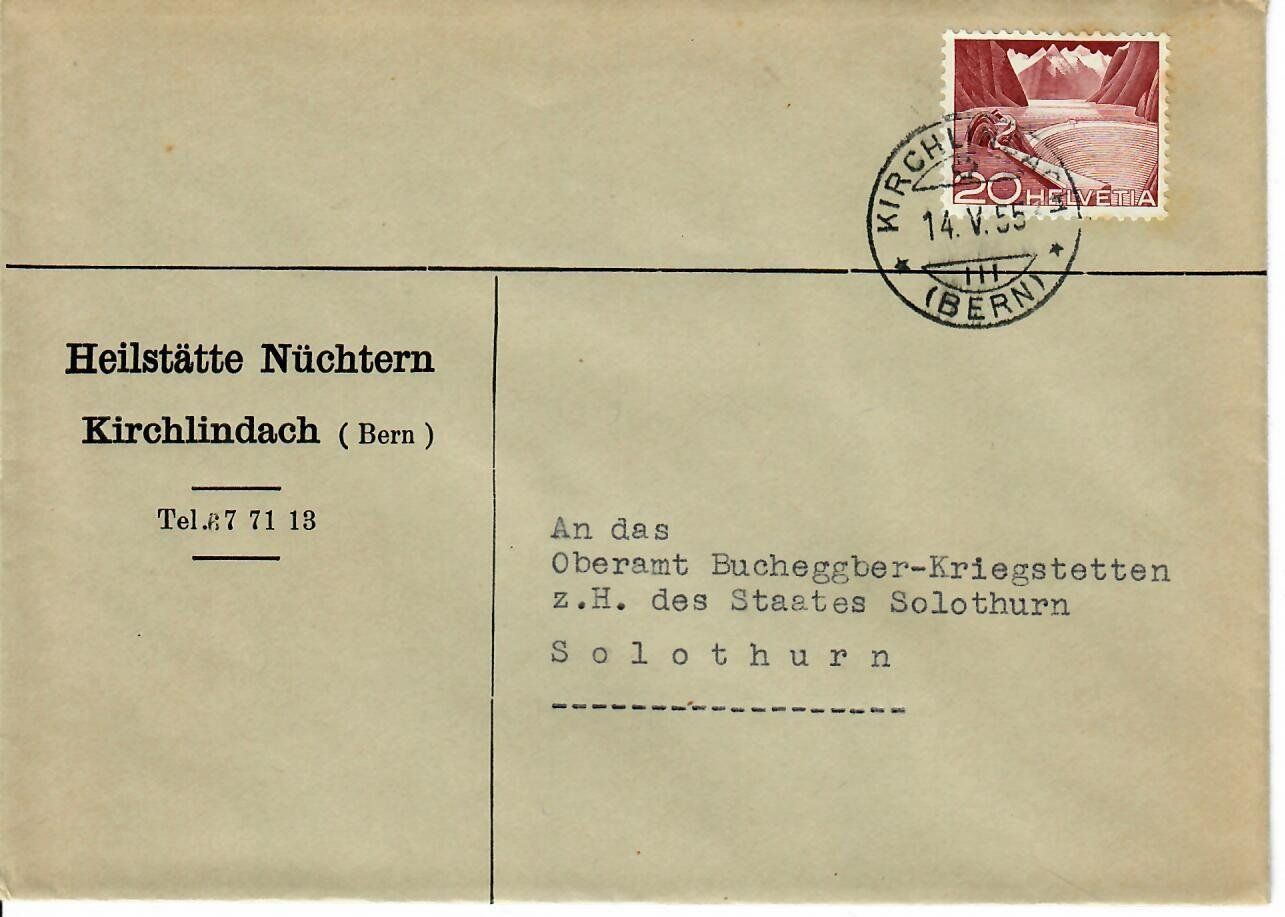 Tutti i francobolli: Brief, Heilstätte Nüchtern - Kirchlindach 1955 – Usato da Hochdorf venduto da Ziegel-16