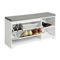 Schuhkipper Schuhbank mit Sitzkissen Truhenbank Weiss