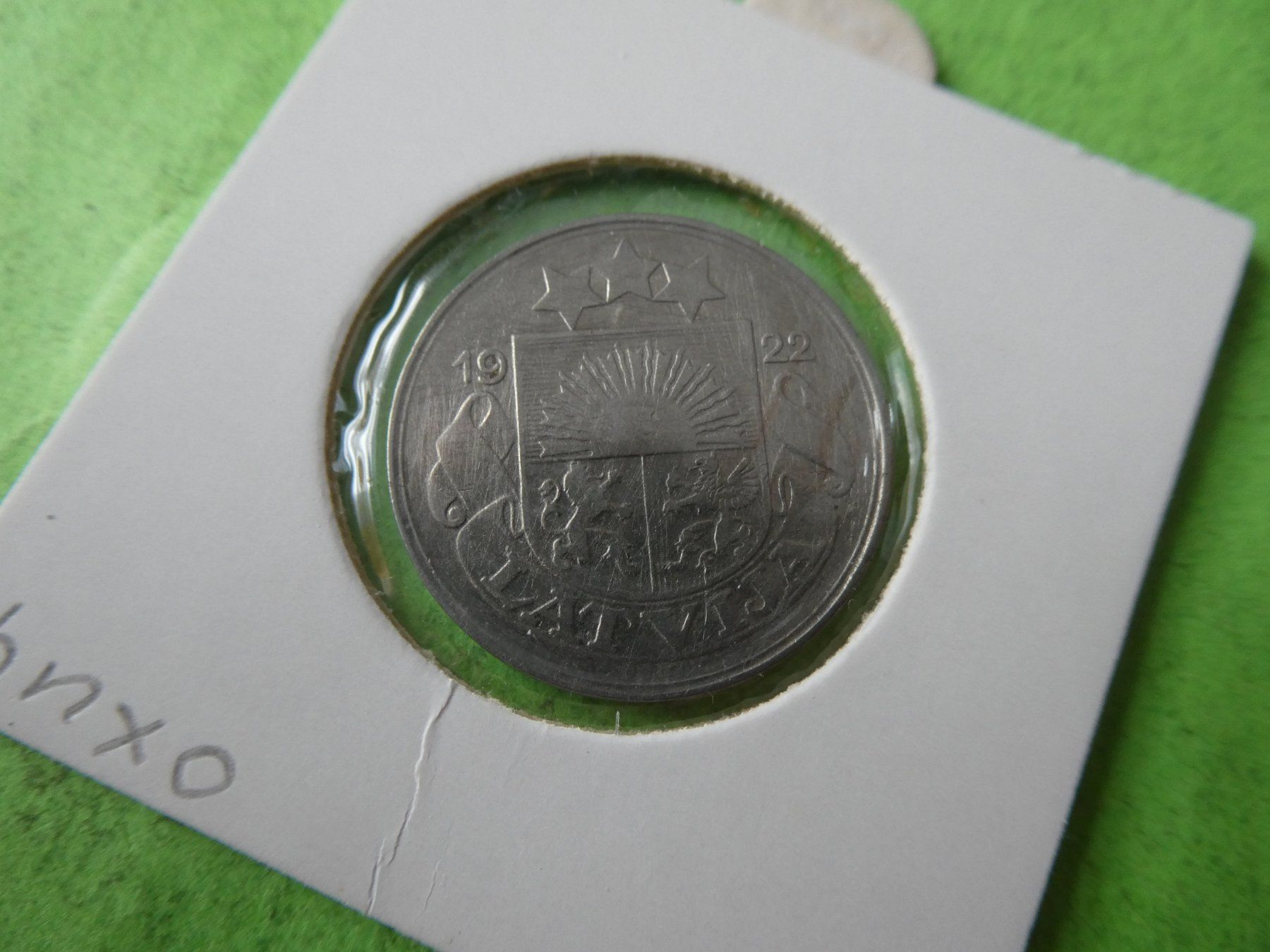 Alle Münzen: Llettland 1922, 50 Santimi – Gebraucht aus Hinterforst von Rohusri 1