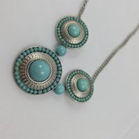 Silberfarbige Halskette mit Türkis, Modeschmuck, Top! 517