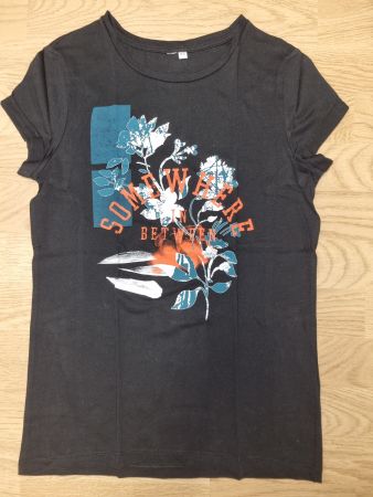 T-Shirt XS von S. Oliver schwarz mit Print *NEU*