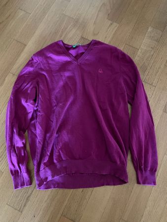 BENETTON  Pullover, beere, Gr. L , V-Ausschnitt