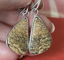Jaspis-Ohrringe 13 g in Silber