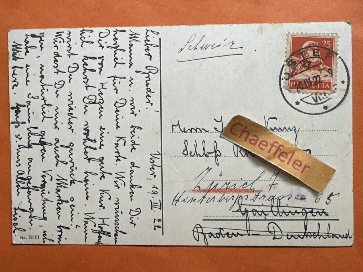Cartoline postali: 1922 Uster Krankenhaus Schweiz – Usato da Zürich venduto da Chaeffeler 1