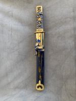 Couteau Japonais décoratif bleu or tres bon etat