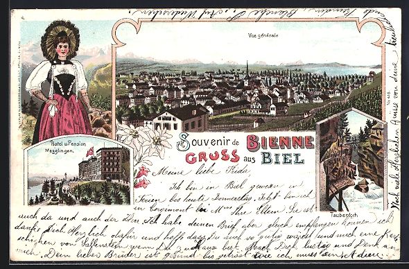 Cartoline postali: Litho Bienne / Biel, Taubenloch, Hotel u – Usato da Berlin venduto da bartko-reher