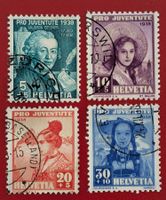 PRO JUVENTUTE SATZ 85 - 88 MIT SEHR SCHÖNEN STEMPEL 1938