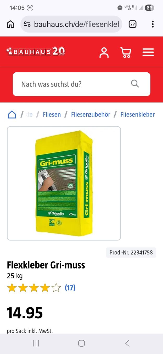 Materiale di riempimento: Fliesenkleber +Fuge grau – Nuovo e nell'imballaggio originale da Hunzenschwil venduto da ant_z2nw 1