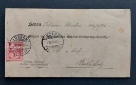 Faltbrief 1896, Ziffermarke Helvetia 10 Rp. rot