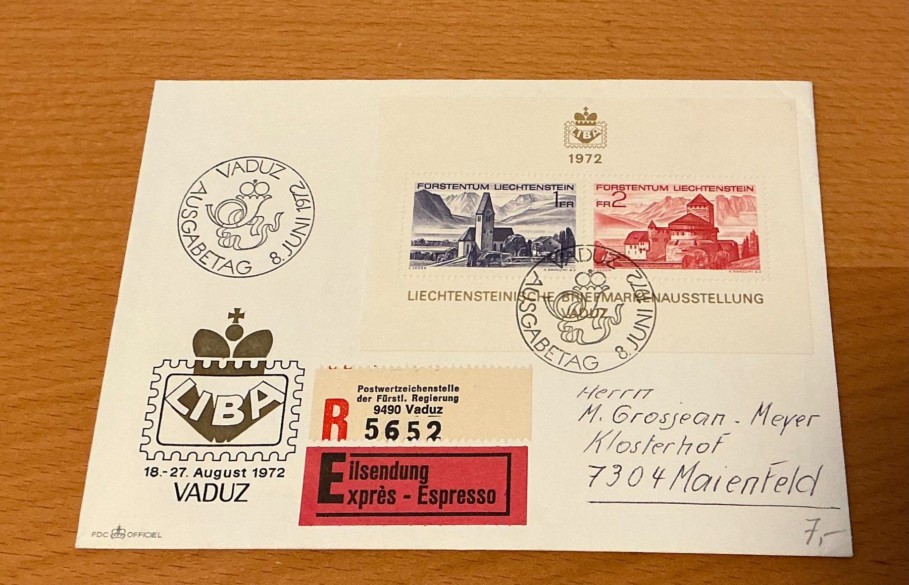 Tous les timbres: 1 Vaduz Einschreiben – Neuf (Voir description) à Koblenz par Markenhimmel