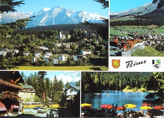 Cartes postales: FLIMS-WALDHAUS Postplatz mit Postauto – D'occasion à Jona par philajona